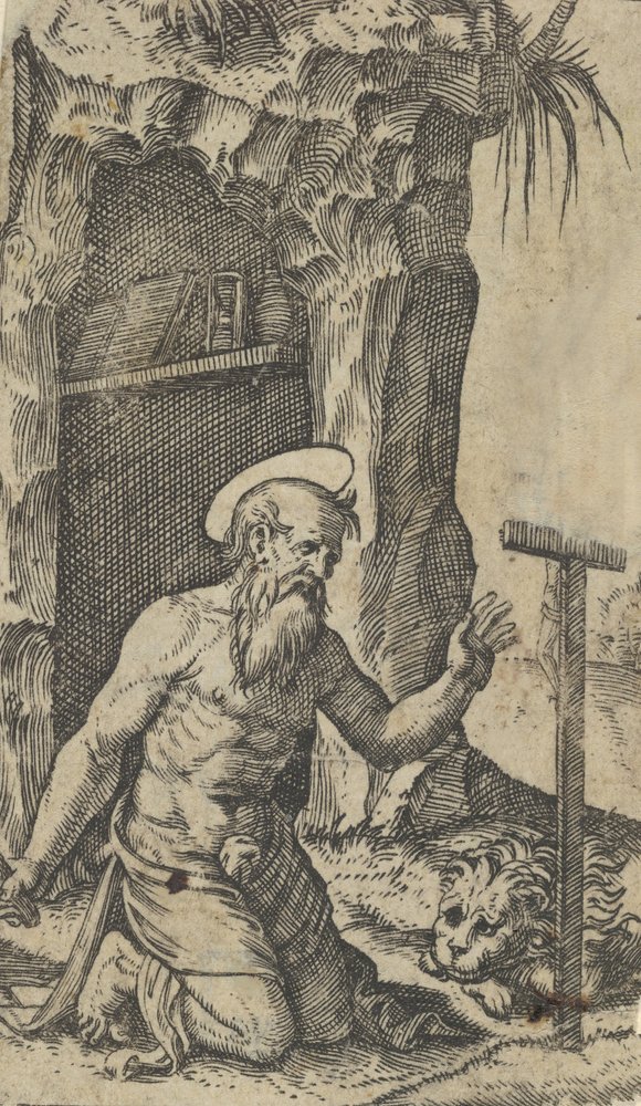 Sankt Jerome knæler foran et krucifiks, fra serien 