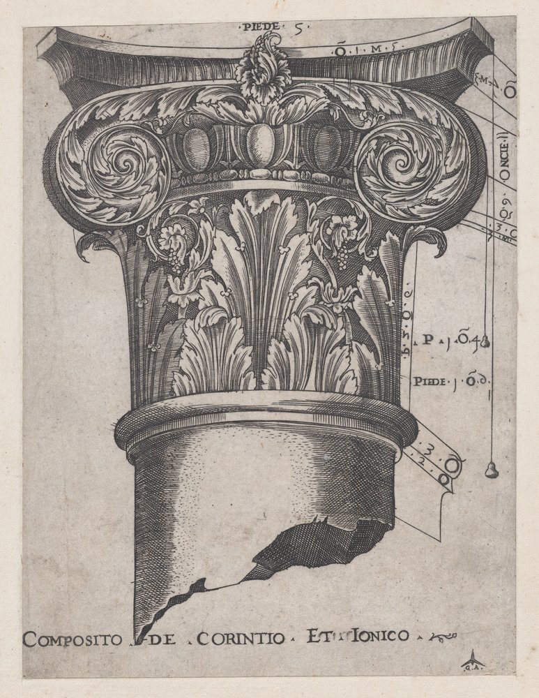 Mirror of Roman Magnificence: Sammensætning af korinthisk og ionisk, ca. 1537, ca. 1537 af Master GA