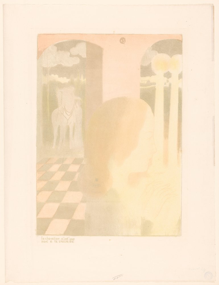Dame venter på sin elskede ridder Le chevalier n'est pas mort à la croisade (titel på objektet) Repræsentationer af kærlighed (serietitel) Amour (serietitel) af Maurice Denis