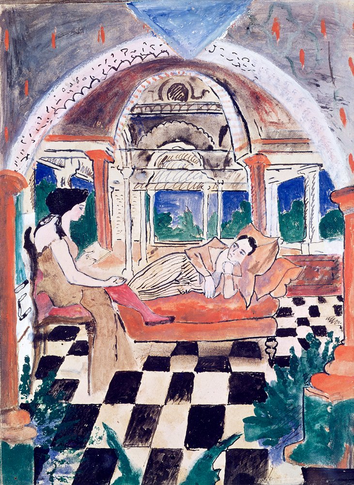 Apollinaire og hans muse (wc und gouache på papir) af Max Jacob