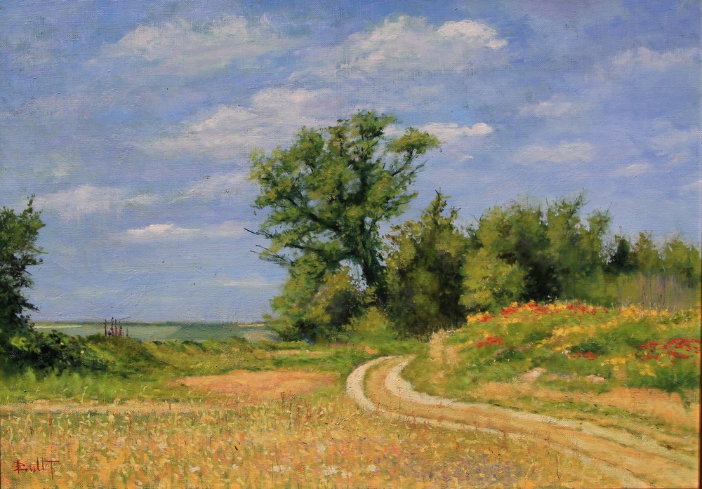 Chemin de Campagne, 2017 (olie på lærred) af Michel Bultet