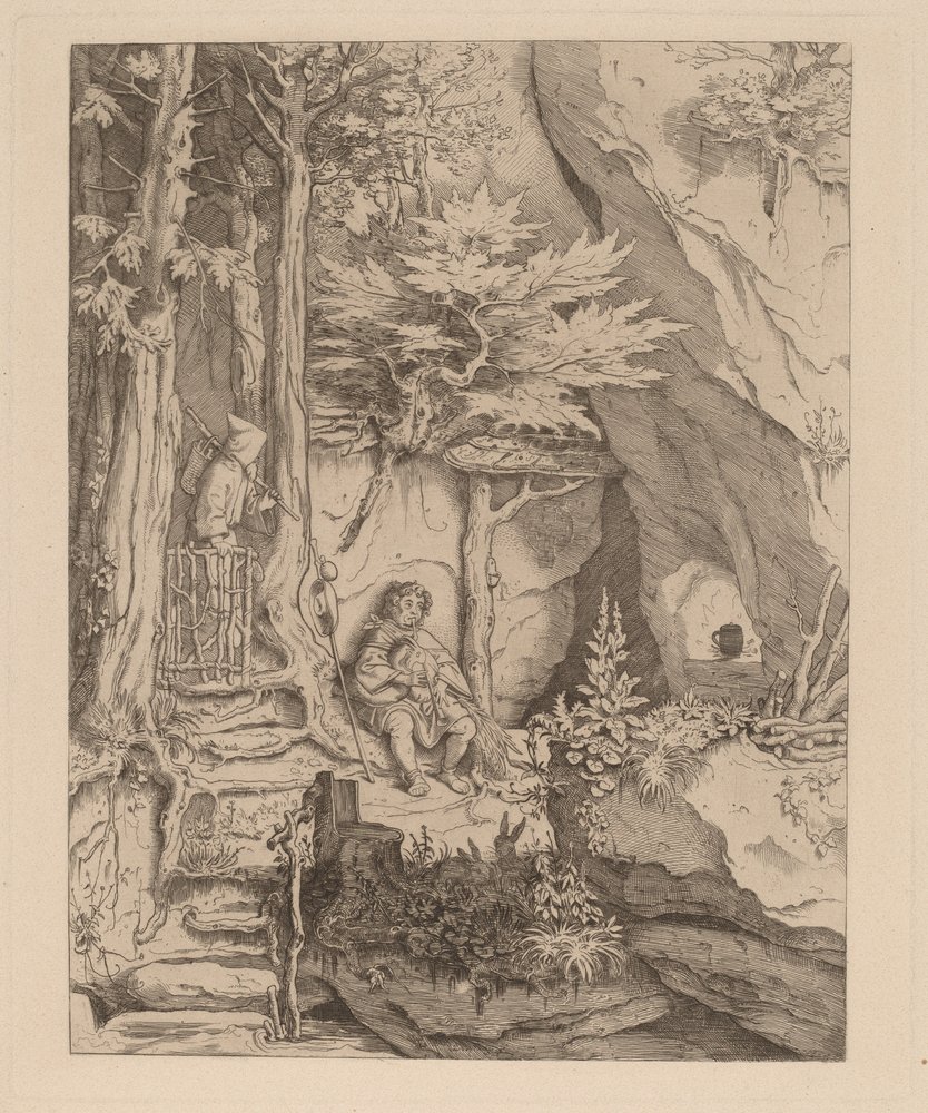 En munk med en sækkepibespiller af Moritz Ludwig von Schwind