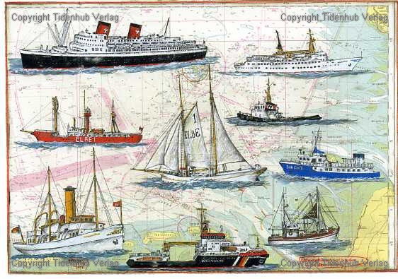 Historiske skibe ved Elbens munding af Ole West
