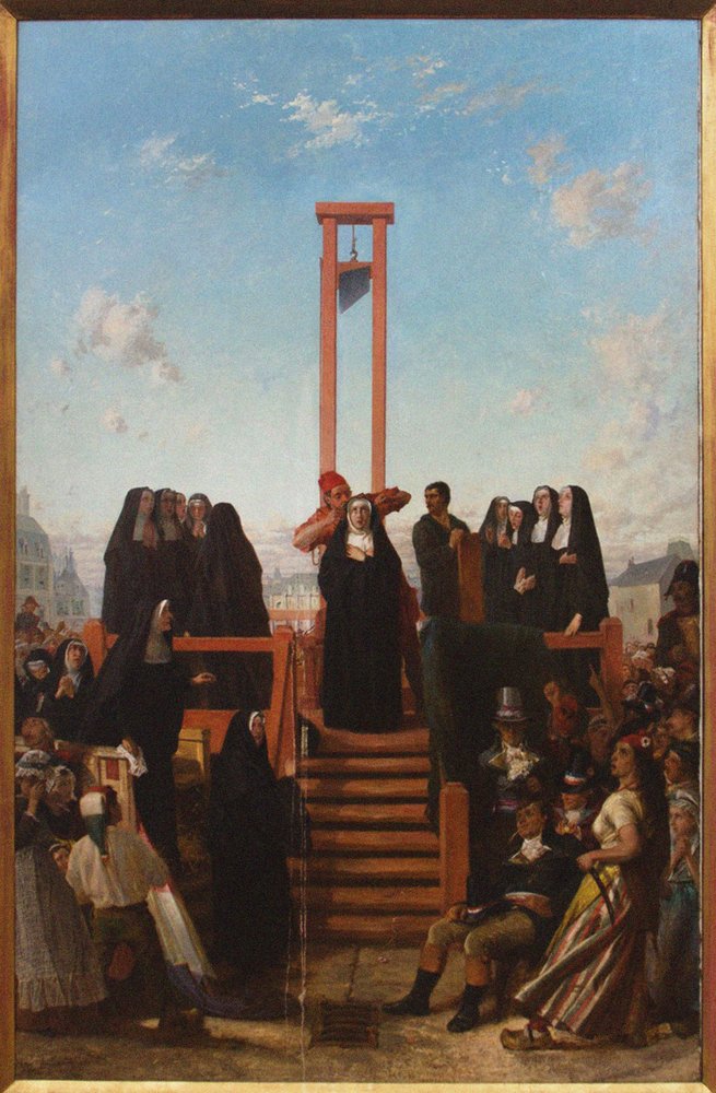 Guillotine. Karmelitterne fra Compiègne, første halvdel af det 19. århundrede. af Paul Delaroche
