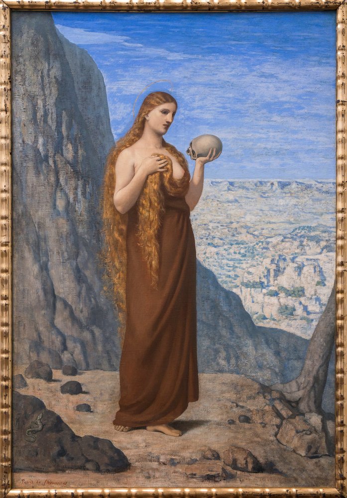 Maria Magdalena i ørkenen - af Pierre Puvis de Chavannes (1824-1898) - 1869 - Maria Magdalena i ørkenen - 36,8 x 48 cm - Museum i Frankfurt | Stadel Museum af Pierre Puvis de Chavannes