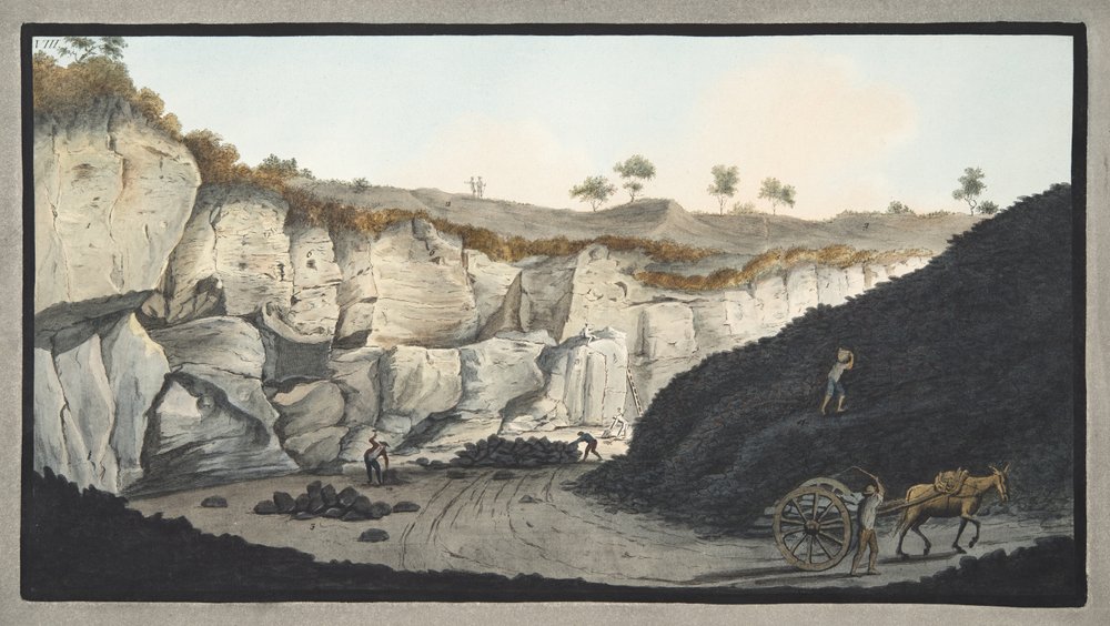 Udgravninger af et tykt lag af lava, der løb ud i havet under udbruddet af Vesuv i 1631, plade 8 fra 