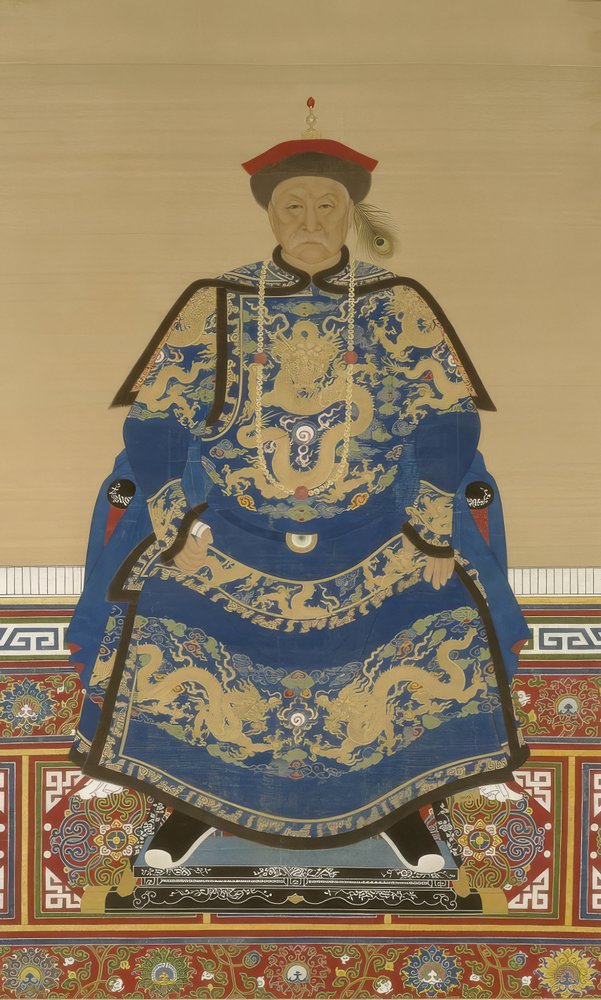 Portræt af Oboi (ca. 1610-1669), regent under kejser Kangxi (blæk og farve på silke) af Qing Dynasty Chinese School