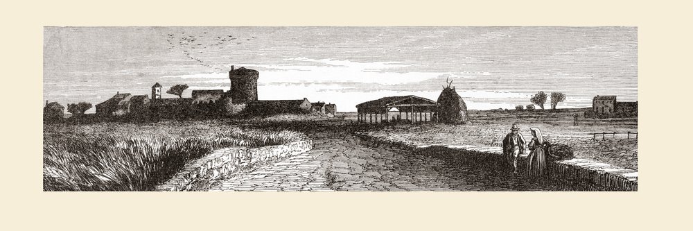 Landskabet nær Ostia, Rom, Italien i slutningen af det 19. århundrede. Fra Italian Pictures af Rev. Samuel Manning, udgivet ca. 1890. af Reverend Samuel Manning