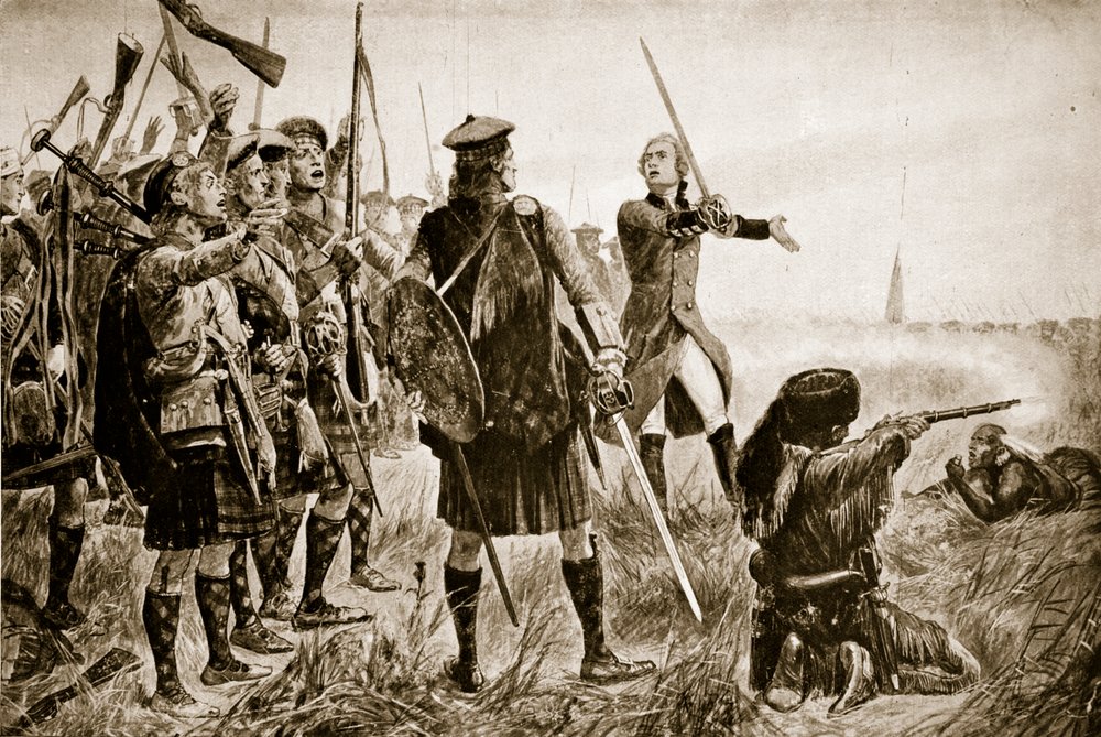 Slaget ved Quebec, 1759, illustration fra »Hutchinsons fortælling om den britiske nation«, ca. 1923 af Richard Caton Woodville junior