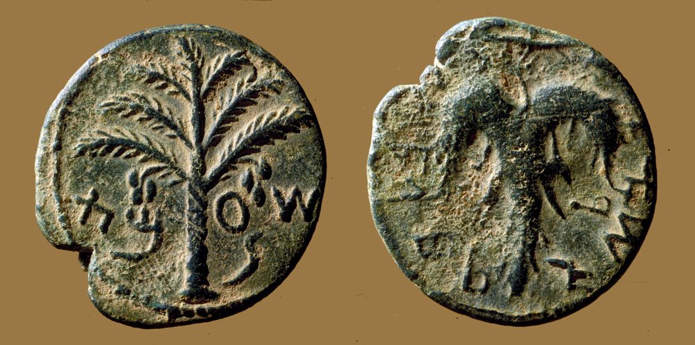 Mønter til minde om Bar-Kokhba-oprøret mod romerne, 132-133 (bronze) af Roman