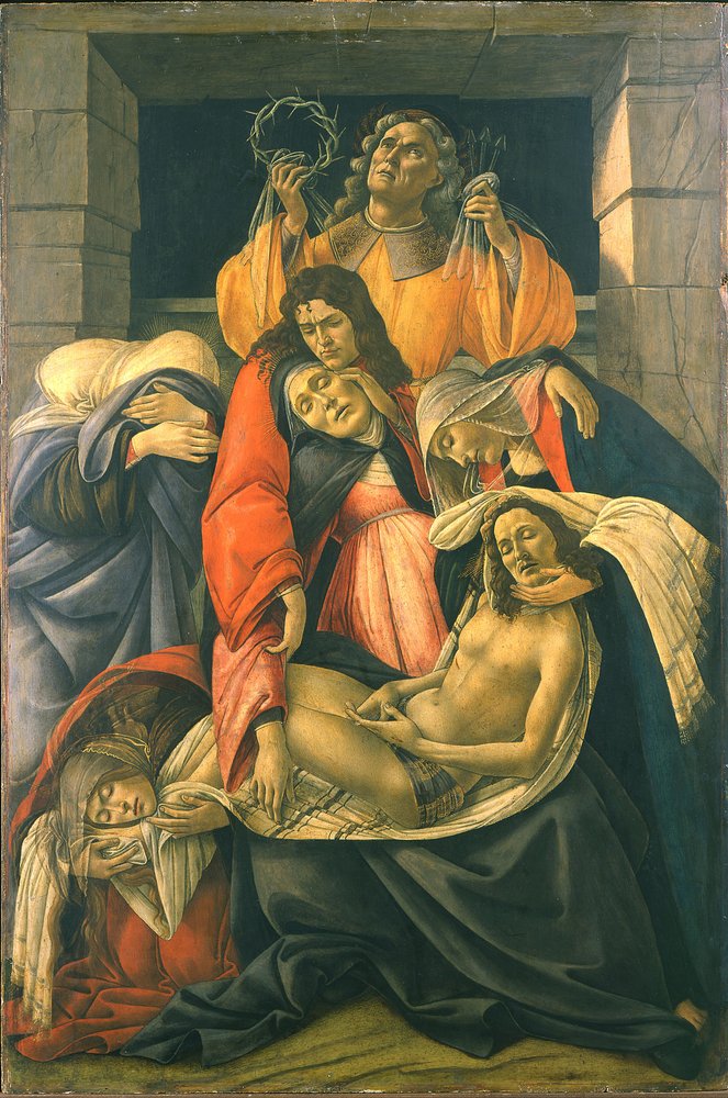 Sørgescenen over den døde Kristus af Sandro Botticelli