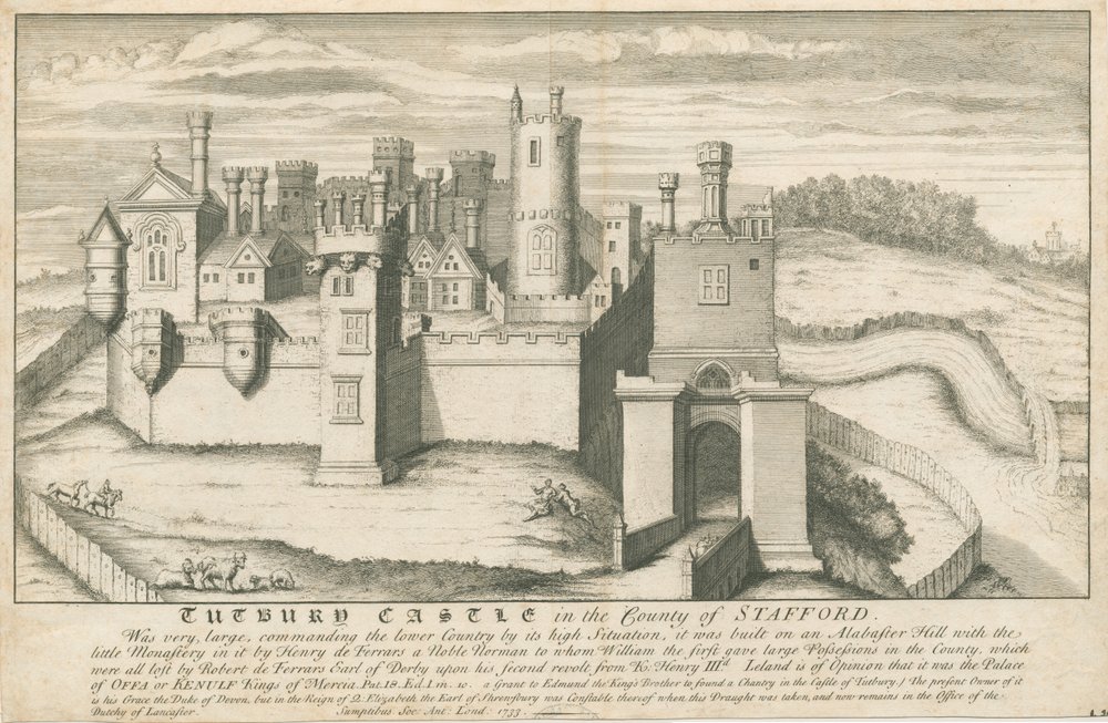 Tutbury Castle: kobberpladegravering, nd [c 1733] (tryk) af School English