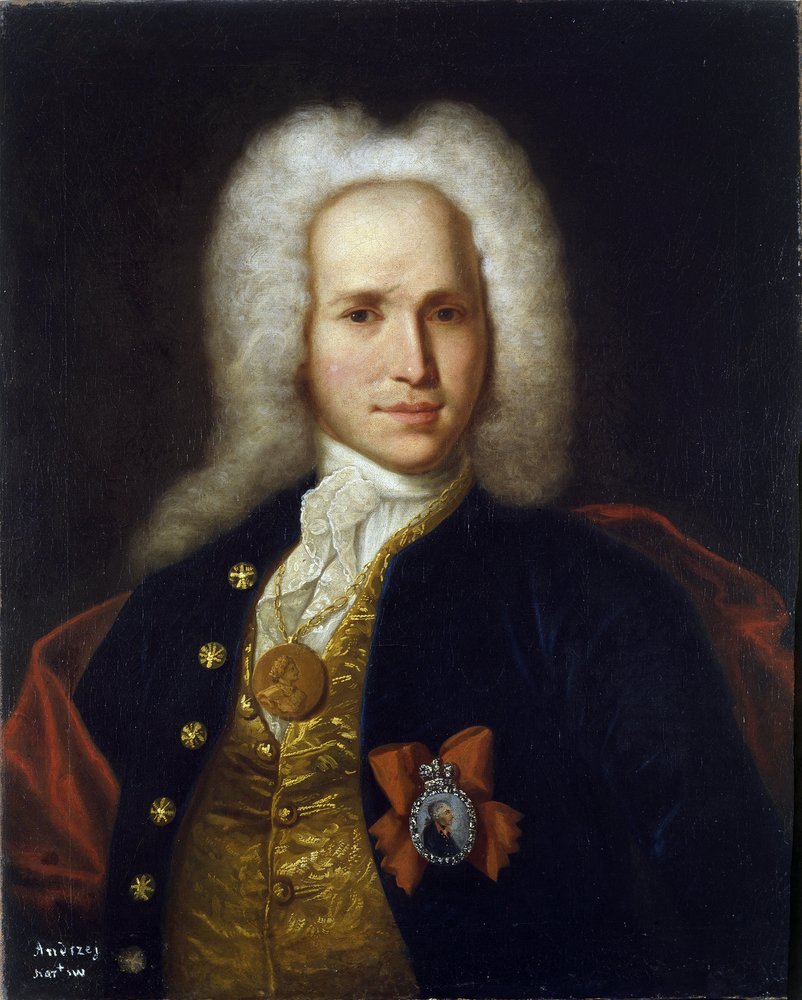 Portræt af videnskabsmanden, militæringeniøren og opfinderen Andrey Nartov (1683-1756). (Portræt af videnskabsmanden, militæringeniøren og opfinderen A. Nartov). Anonymt maleri, olie på lærred, omkring 1725. Russisk kunst af School Russian