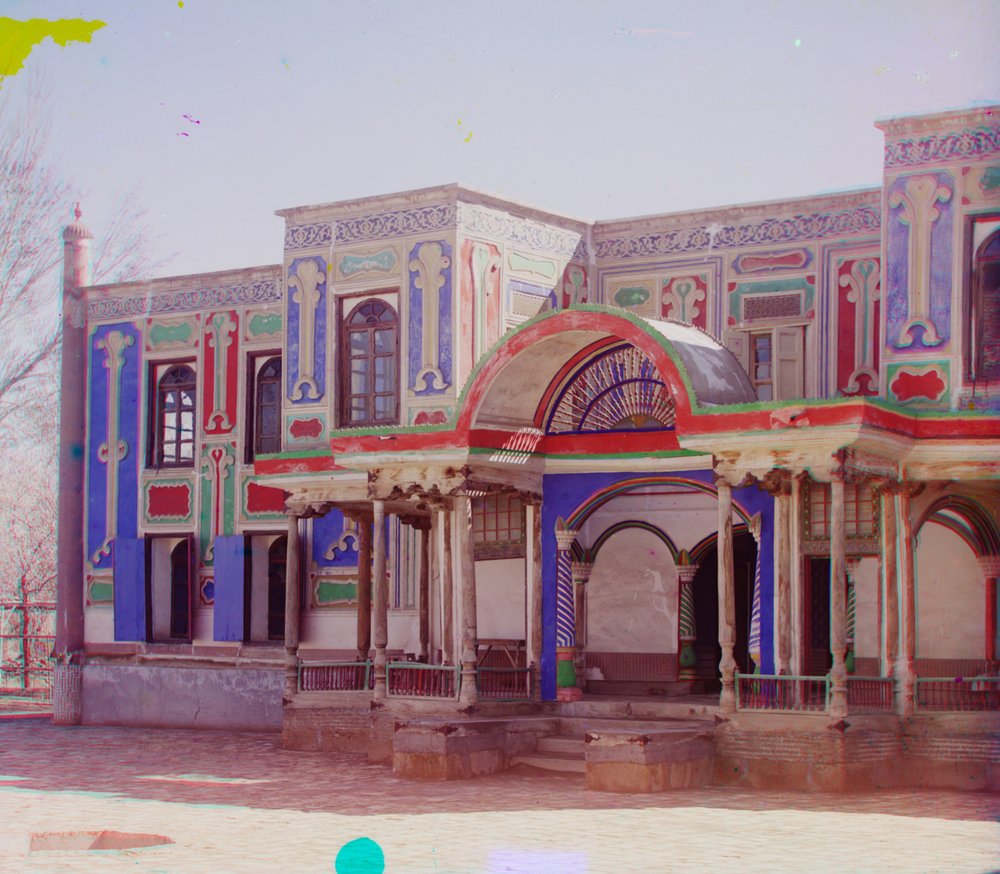Facade af sommerpaladset af den sidste Emir af Bukhara, 1905-1915 af Sergey Prokudin-Gorsky