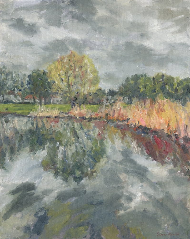 Pond no. 12, 2023 (olie på panel) af Simon Neville