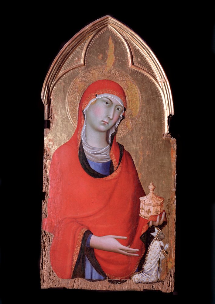 Orvieto polyptykon, Maria Magdalena og giveren - Tempera på træ, ca. 1321 af Simone Martini