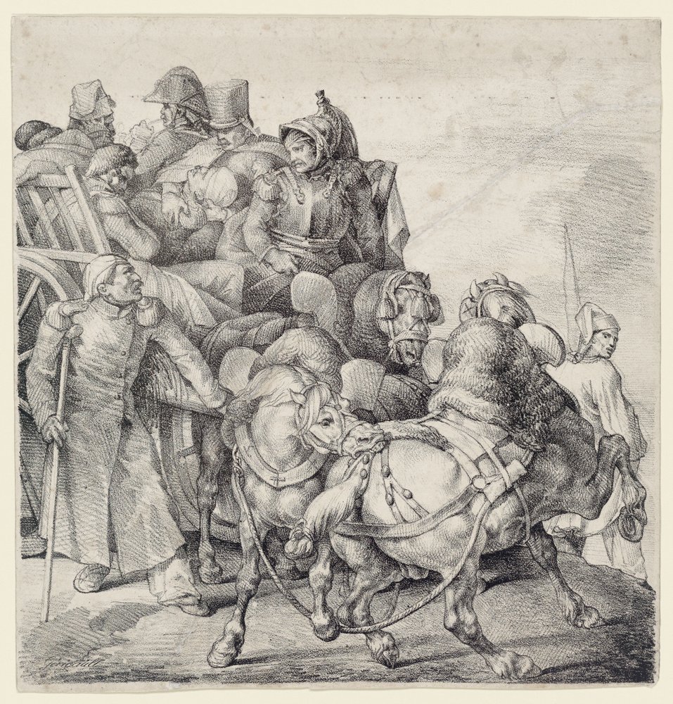Vogn fyldt med sårede soldater (A Wagon Full of Wounded Soldiers) af Theodore Gericault