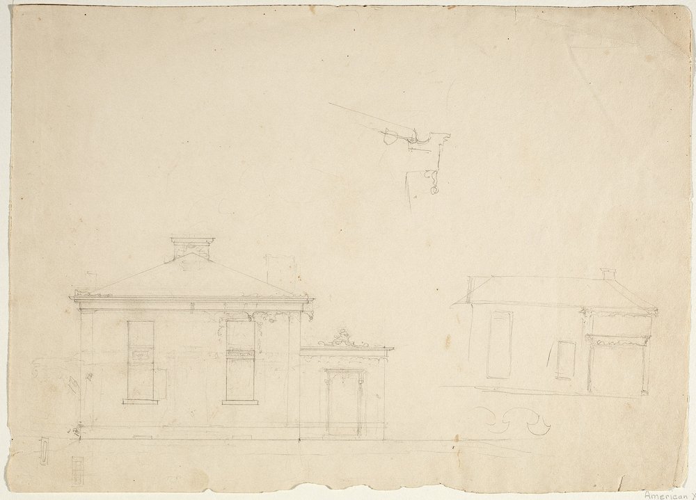 To forhøjninger til nyt studie på Cedar Grove af Thomas Cole