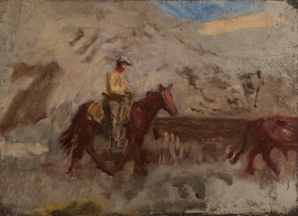 Skitse af en cowboy på arbejde af Thomas Eakins