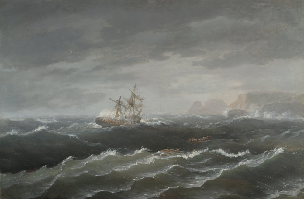 Forlis nær en klippekyst af Thomas Birch