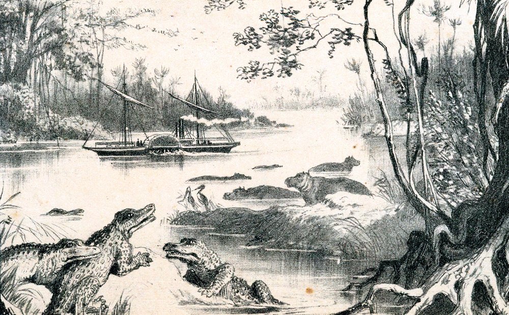 David Livingstone navigerer i Zambezi, Afrika, 1852-1864 c1878 af Unbekannt