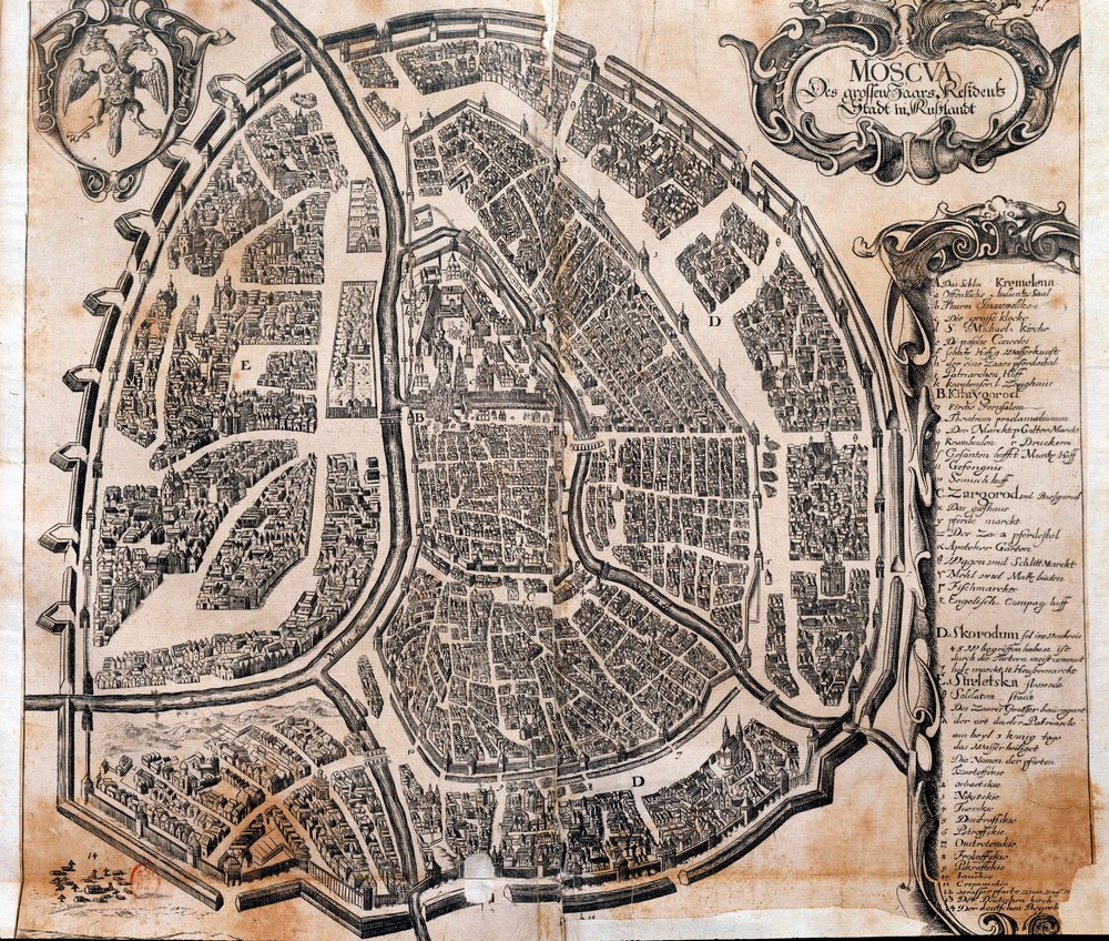 Kort over Moskva by i Rusland i det 17. århundrede. Paris, B.N. af Unknown artist