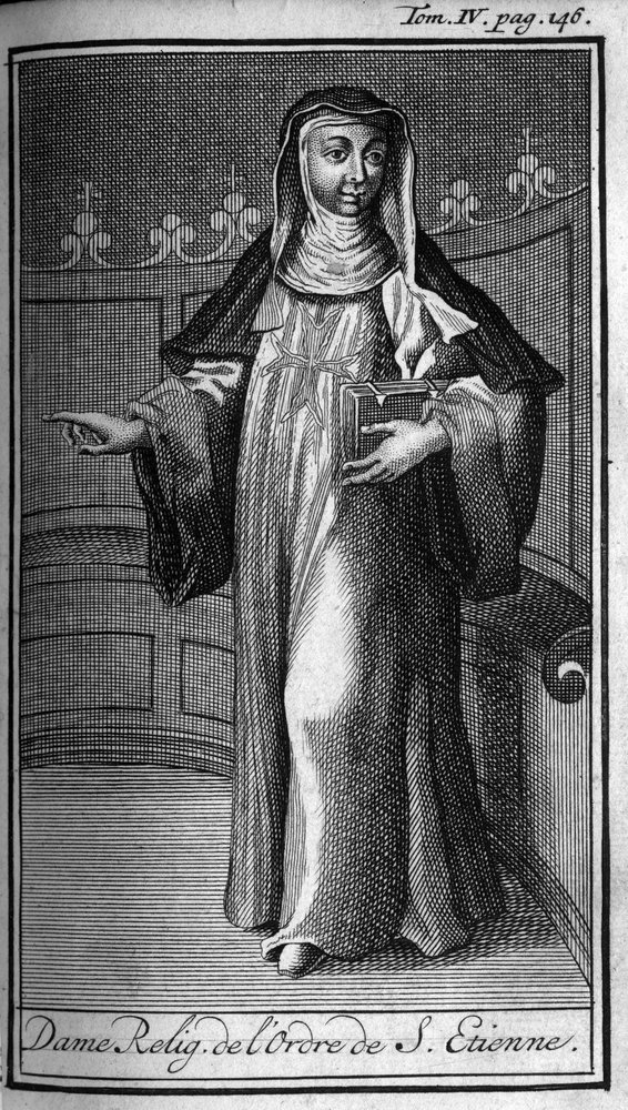 Religiøs orden. Religiøs Dame af St. Stephens Orden i Toscana i det 16. århundrede. I "" History of Military Orders or Knights, Seculiere and Regular Militia af begge køn, som er blevet etableret indtil videre. Udgave taget fra Abbe Giustiniani, R af Unknown artist