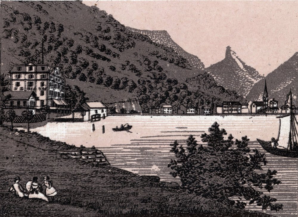 Schweiz: udsigt over byen Fluelen. i "" Verden illustrerer 168 visninger"" Udateret (slutningen af det 19. århundrede) af Unknown artist