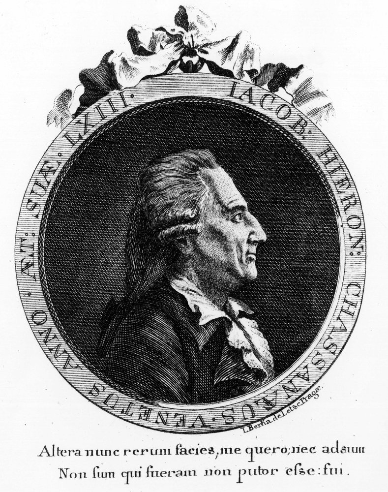Portræt af Casanova (1725 - 1798) - portræt i frontispice, i "" Historien om min flugt fra fængslerne i Republikken Venedig "", skrevet til Dux i Bøhmen af Unknown artist