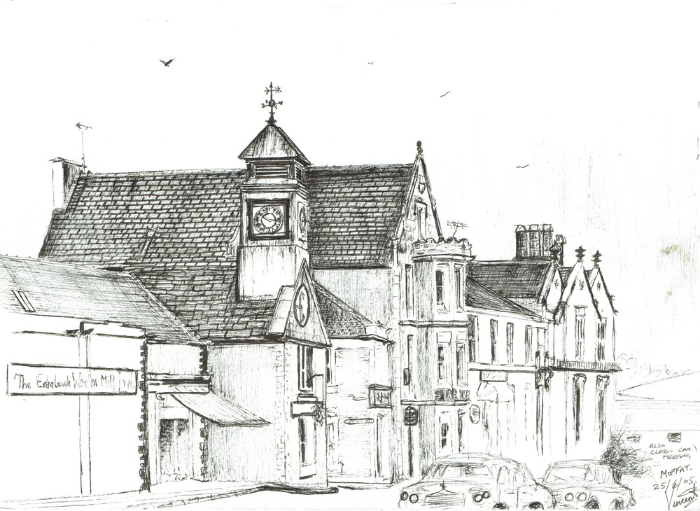 The Star Hotel, Moffat. 2005, (blæk på papir) af Vincent Alexander Booth
