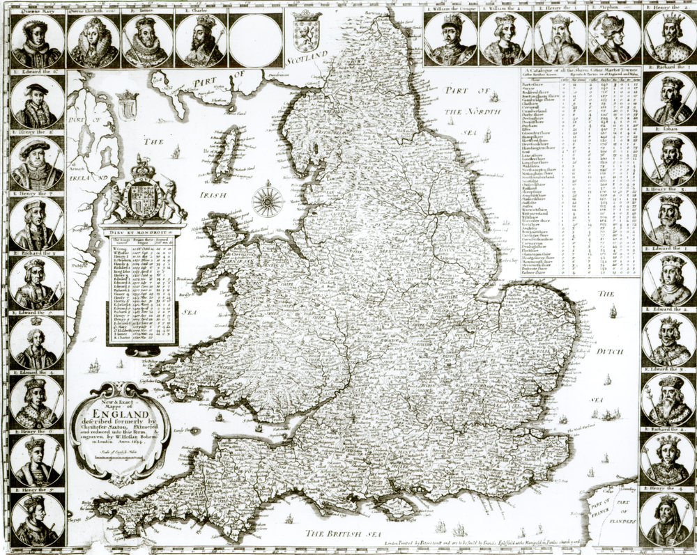Kort over England og Wales, 1644 af Wenceslaus Hollar