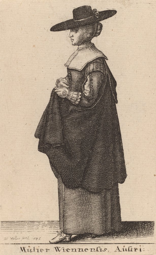 Kvinden fra Wien, Østrig, 1643. af Wenceslaus Hollar