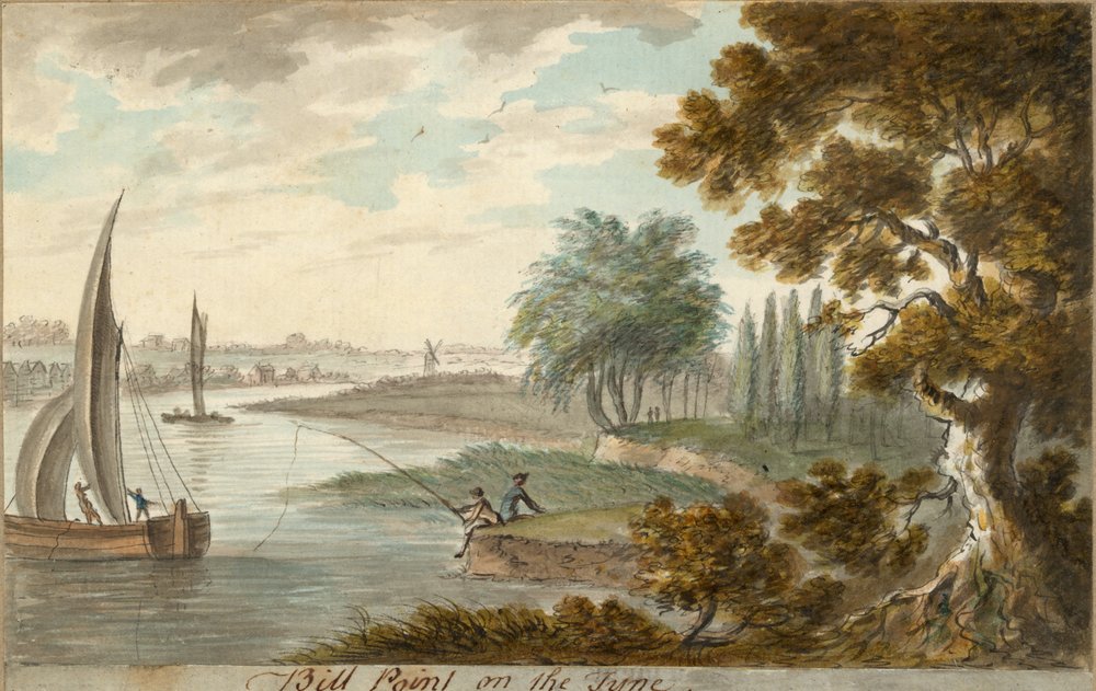 Bill Point on the Tyne (blyant og akvarel på papir) af William Beilby