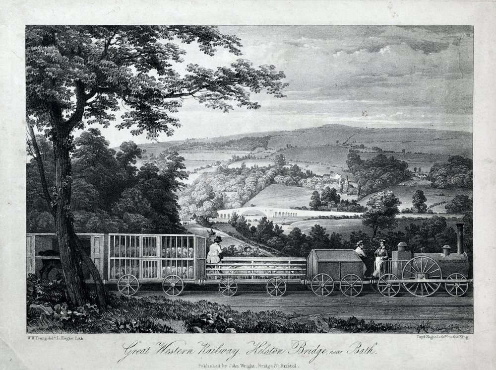 Great Western Railway, Kelston Bridge lähellä Bathia, n. 1835-40 (litho paperilla) af William Weston Young