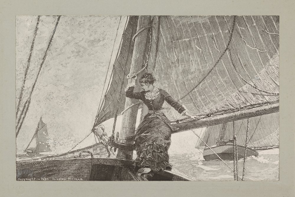 Pige på sejlbåd af Winslow Homer