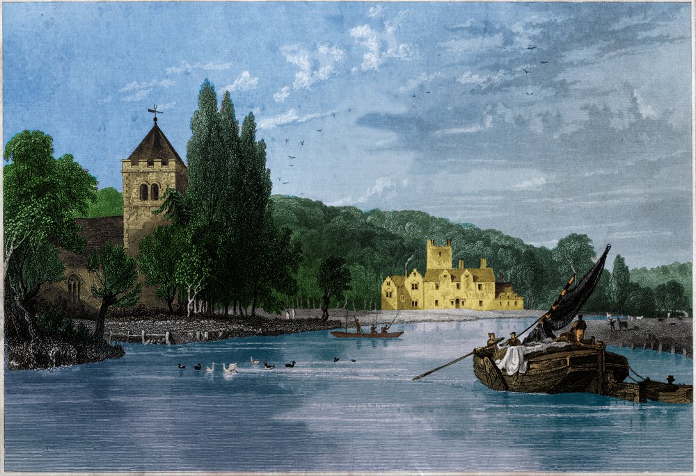 Abbey of Bisham, Commandery of the Templars, Earl of Berkshire. ca 1850 (gravering) af . .