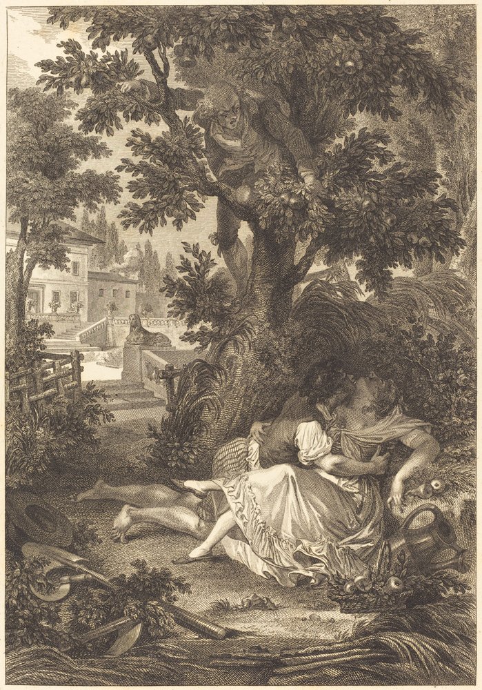 De tre sladders væddemål: Pæretræet af after Jean Baptiste Mallet