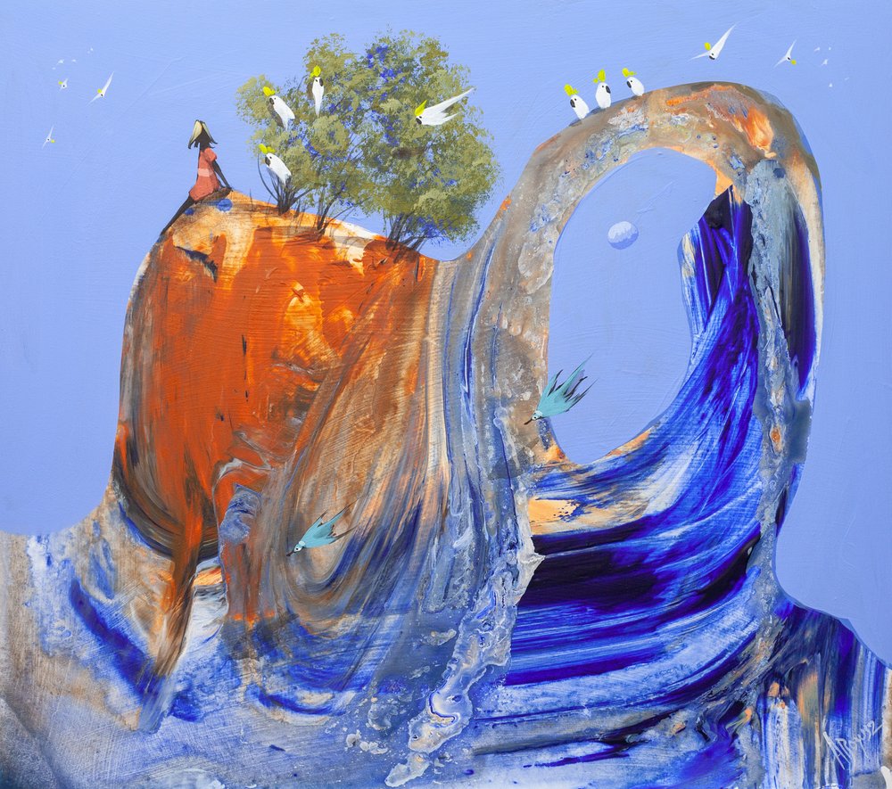 Kvinde, der betragter den fredfyldte bue af Adam Bogusz