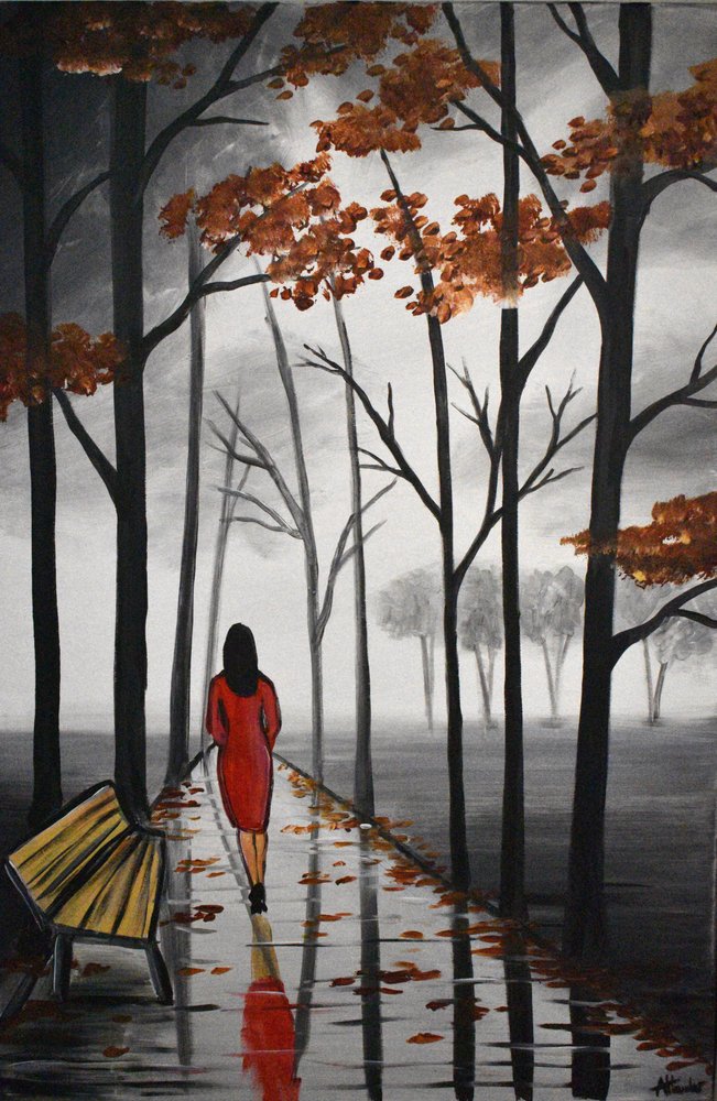 Autumn Path rød kjole af Aisha Haider