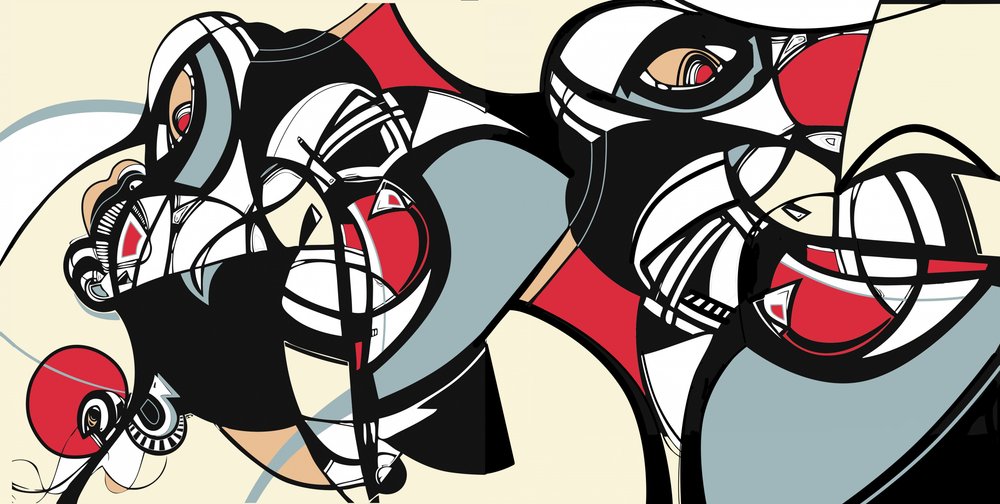 Abstrakte kubistiske ansigter af Alejandra Winkhaus