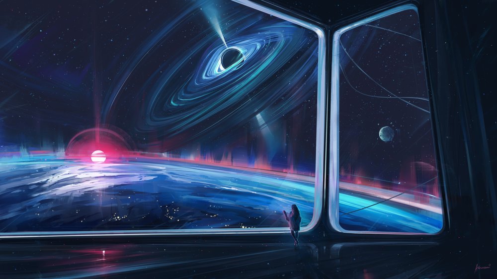 Udsigt over planeten ved det sorte hul af Alena Aenami