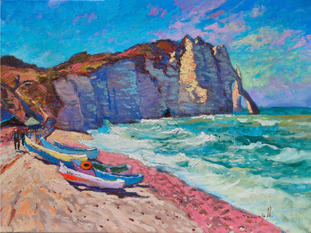 Stranden ved Etretat-klipperne af Alexander Shandor