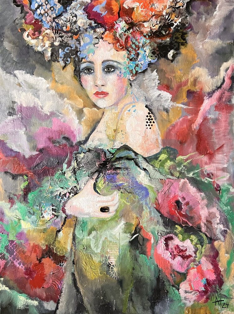 Et æterisk blomsterportræt af Alexandra Higgins