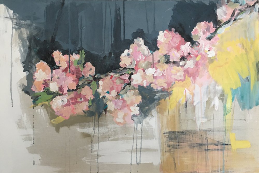 Rosa blomster, abstrakt af Alice White