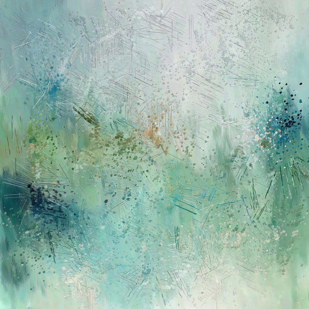 Abstrakt: Aqua Greens af Alpenglow Workshop