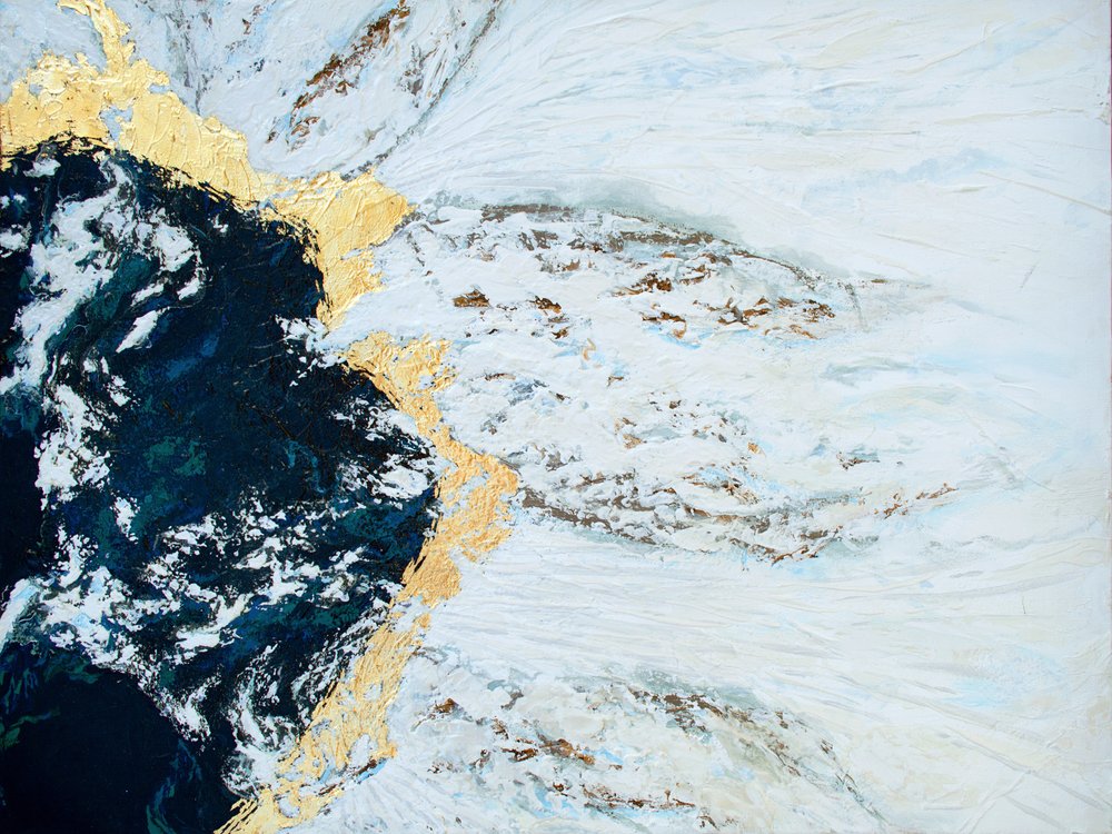 Abstrakt: Blue Gold Flow af Alyson Storms