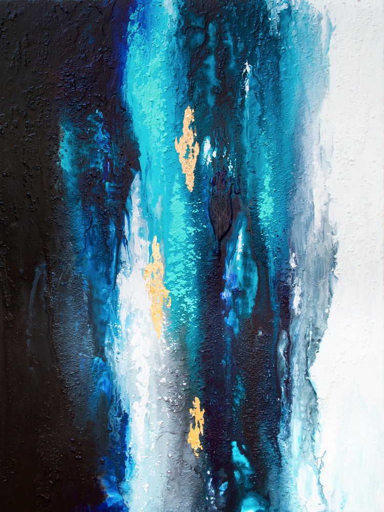 Abstrakt: Blue Gold Flow af Alyson Storms