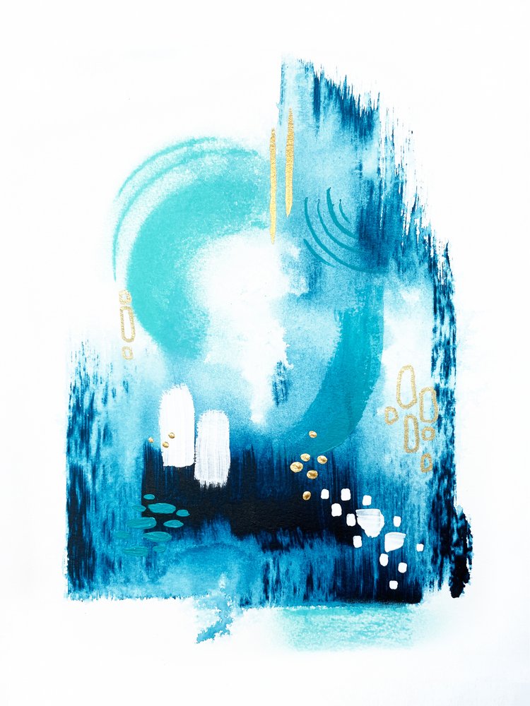 Blåt guld – abstrakt strømning af Alyson Storms