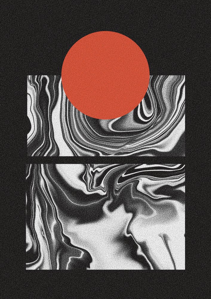 Red Sun Marble Flow af Amy Louise Baker