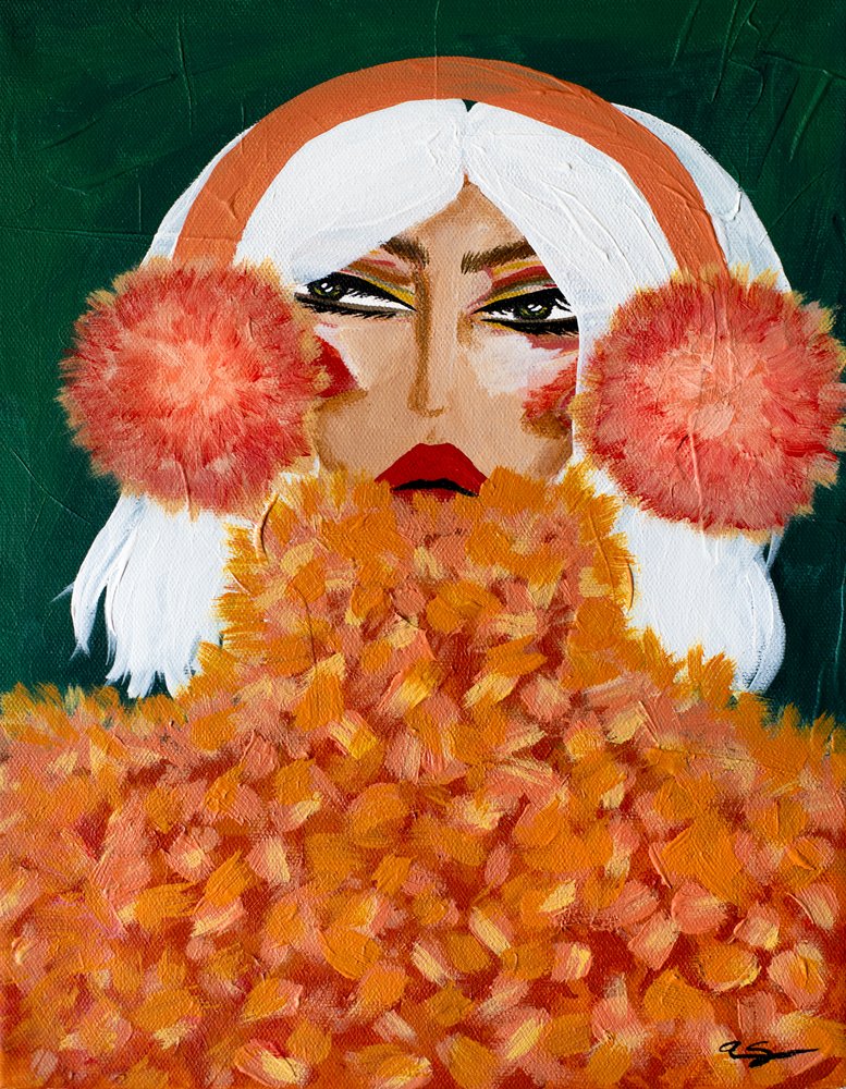 Glamourøse orange ørevarmer af Amy Straley